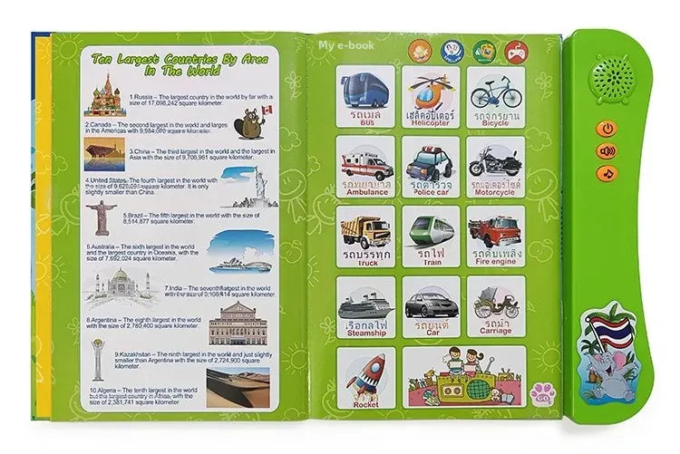 Thai & English Sound Talking Book Learning Digital Book Bilingual Sound Book Preschool Learning Toys Educational Toy for Kids
